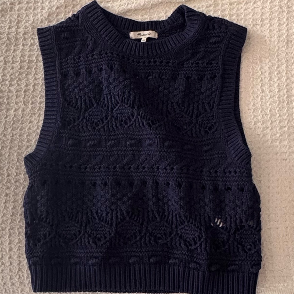Madewell Open Stitch Sweater Vest in Navy
